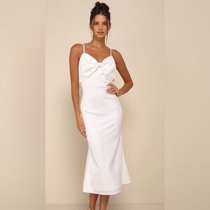 NEVER WORN Lulus white bow midi dress